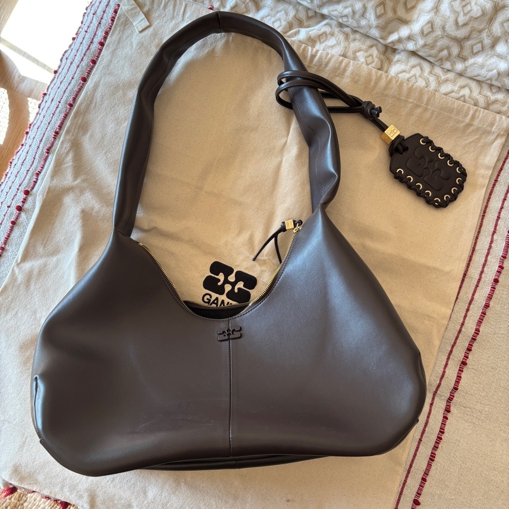 Ganni Brown Hobo Shoulder Bag